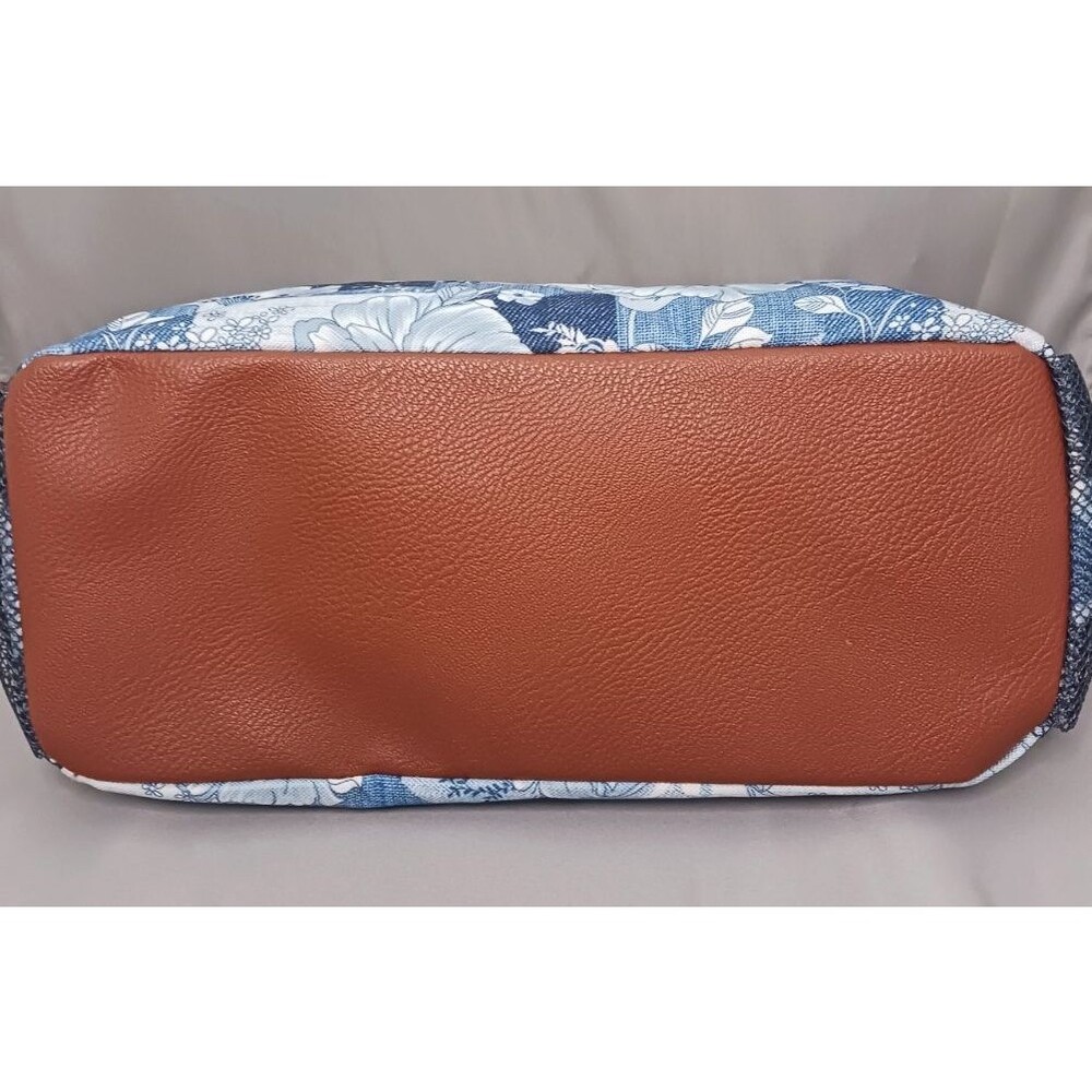 LILY BLOOM Denim Petal Patch Adjustable Shoulder Bag Purse Blue Floral Excellent - Picture 6 of 6